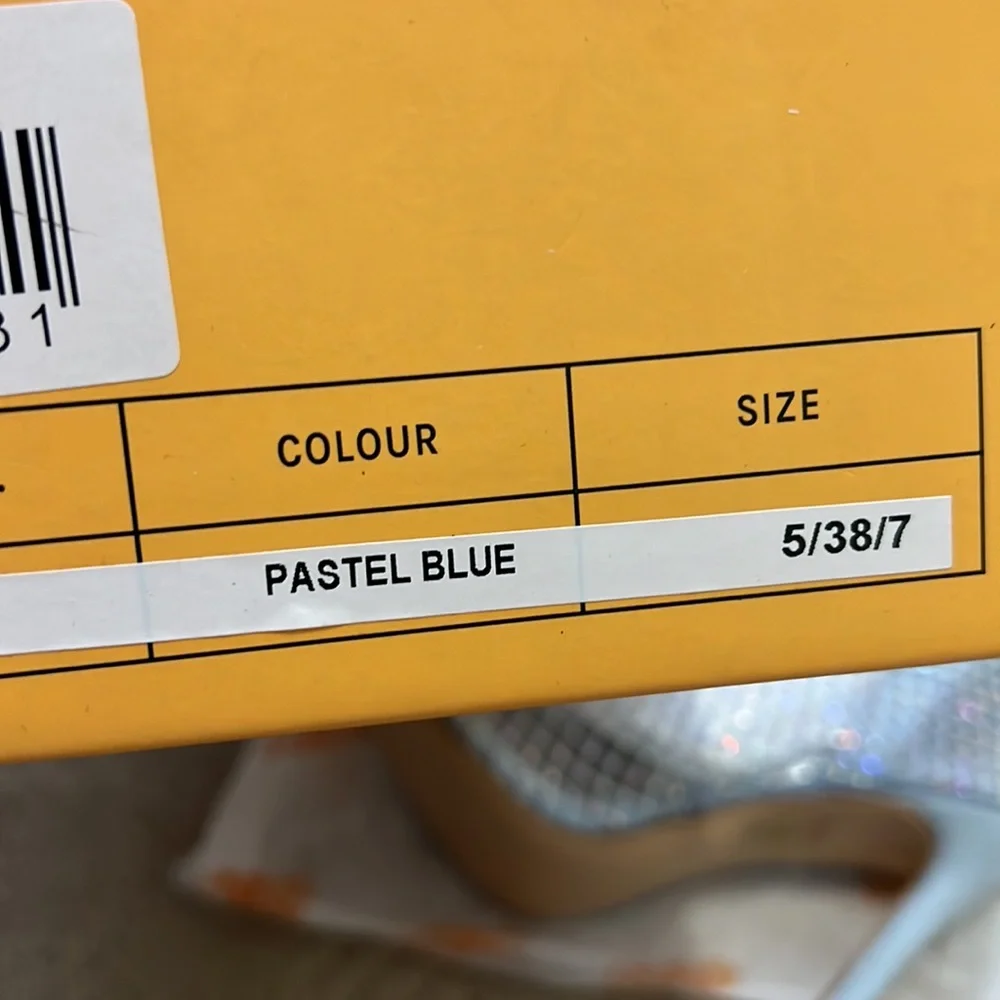 Public Desire Light Blue Crystal Bootie Sock Heels - Picture 2 of 5